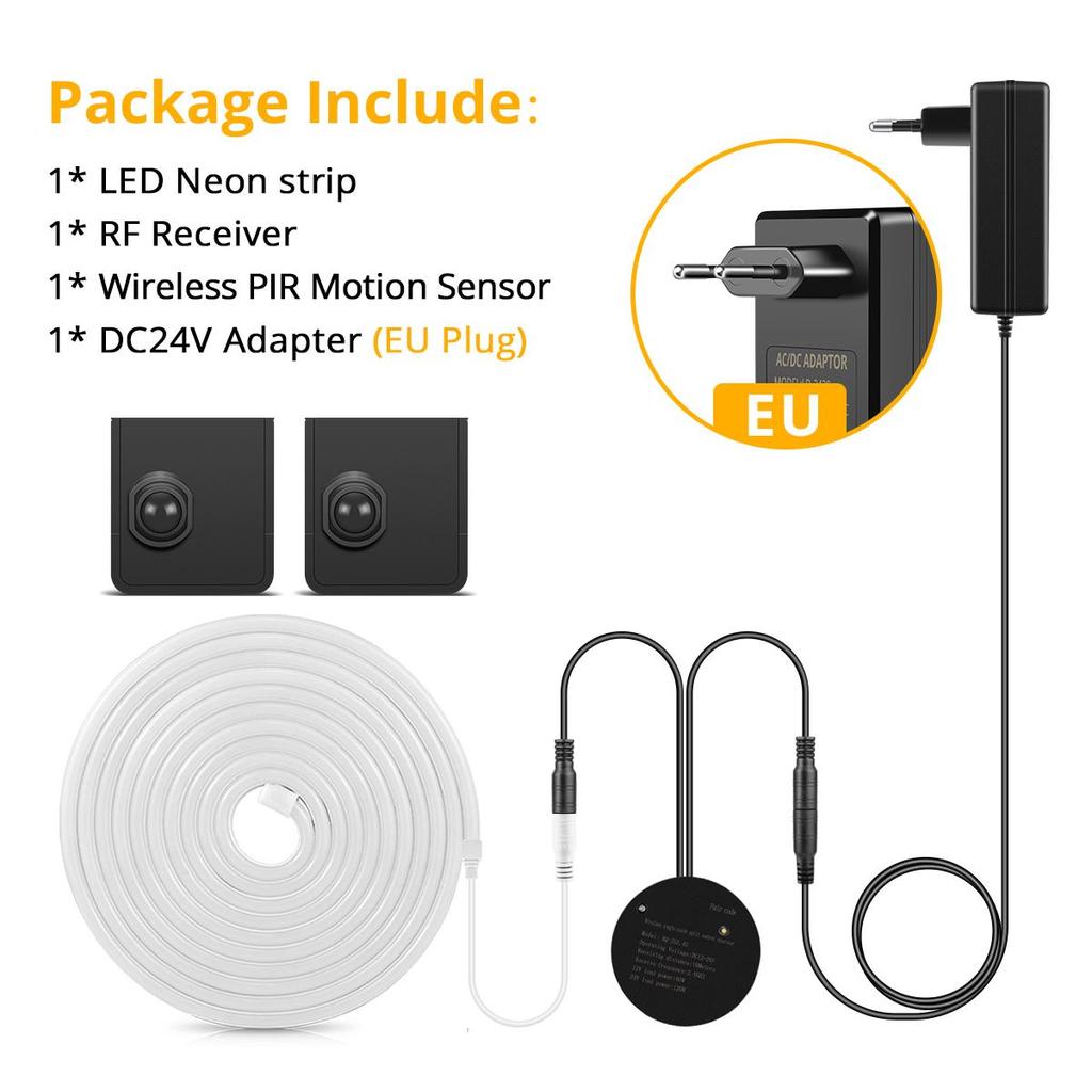 Настоящая силиконовая трубка 24 В неоновая светодиодная лента портативный датчик движения PIR переключатель DIY шкаф спальня лестница ночная подсветка