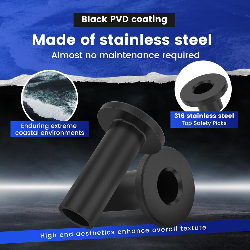 60 Pcs Black Stainless Steel Protector Sleeves Cable Railing Protector Sleeves Deck Cable Railing Protectors for 1/8 inch Decks