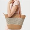 Shoulder Striped Straw Bag Woven Bag Large Capacity Portable Tote Bag Women's Beach Bag Zipper Vintage Woven