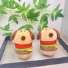 Adorable Creative Plush Hamburger Dog Keychain Cute Stuffed Toy Keyring For Students