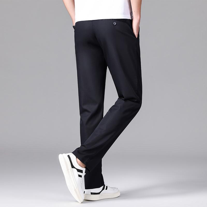 Men's Business Casual Trousers Modal Ice Drape Elastic Waist High Waist Small Straight Tube Men's Casual Pants