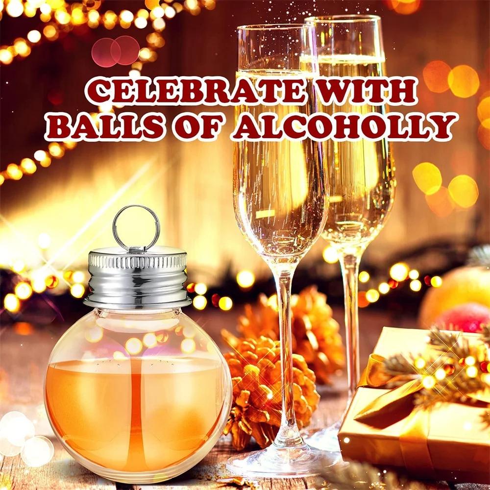 10Pcs Christmas Tree Ornament Fillable Booze Water Bottle Bulbs Shape Plastic Clear Christmas Ball Pendant Home Party Decor