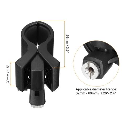 uxcell Microphone Holder, O.D. 32mm - 60mm Metal Interface, Microphone Holder Clip with 1/4" Metal Adapter for Lavalier Microphones, Black, 1 Piece