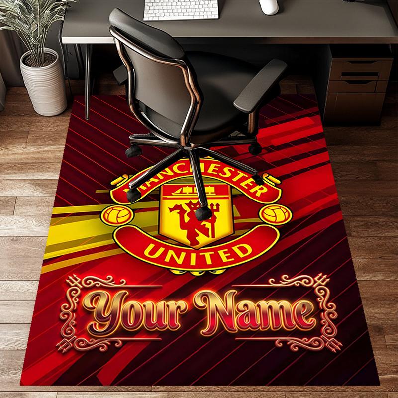 M-Manchester Design Area Rug Personalized Name- Non-Slip, Soft & Cozy Floor Mat for Living Room, Office - Indoor/Outdoor Carpet
