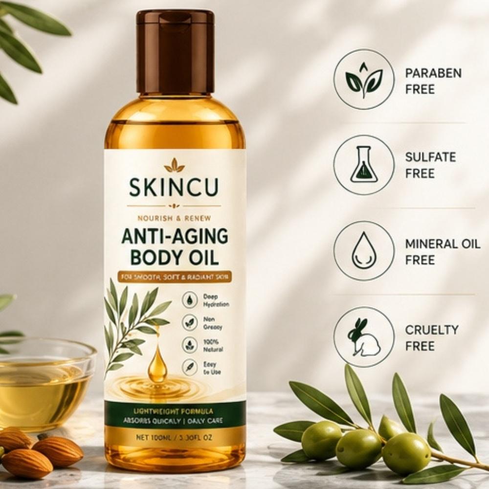 SKINCU Масло для тела для сухой кожи, Легкое увлажняющее масло для тела, Ежедневное масло для ухода за кожей, по 100 мл каждое, Упаковка из 3 штук