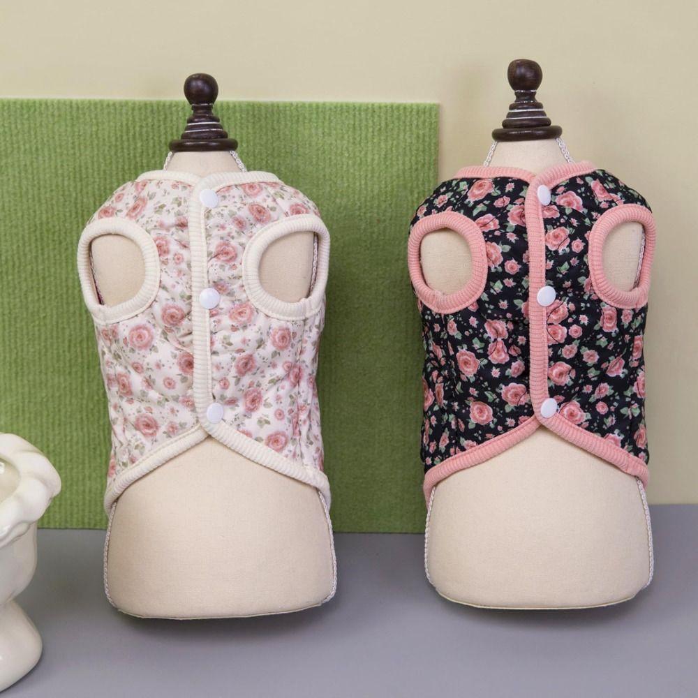 Милый жилет для щенка на флисовой подкладке, теплая зимняя утолщенная цветочная куртка для собаки, ветрозащитная с бантом, пальто для мишки Тедди, товары для домашних животных