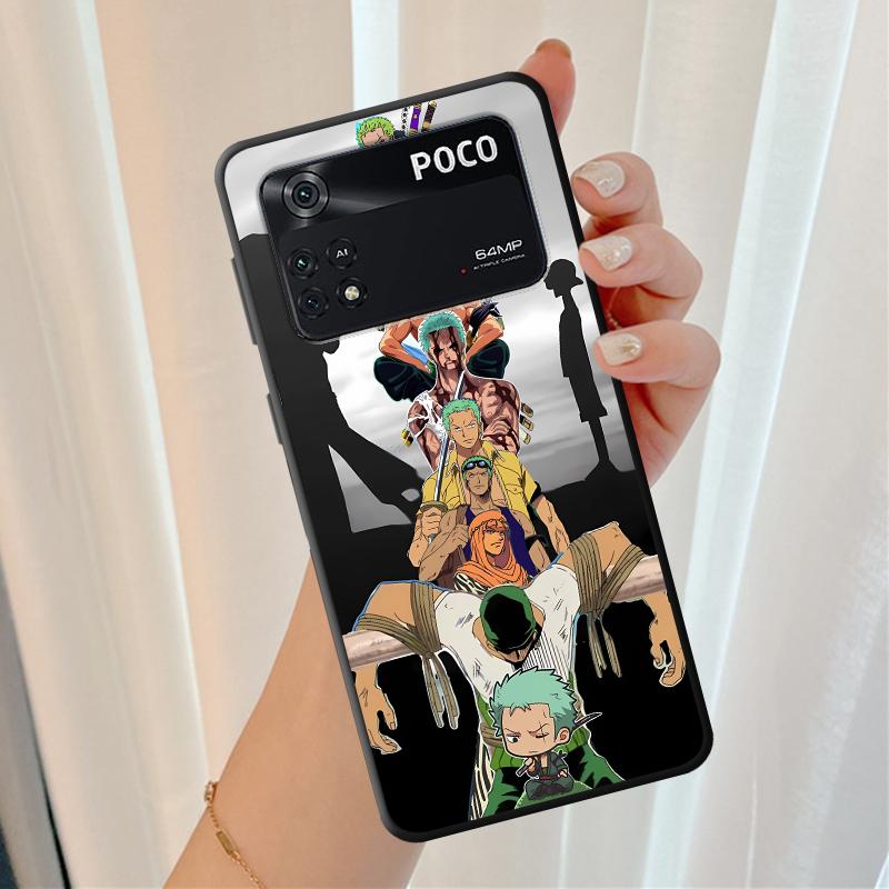 Black Soft Shell Case for Xiaomi Poco X4 Pro M5s M7 X3 NFC C40 C50 X5 C75 F3 F7 X7 C71 M3 M4 Pro C51 C61 One Piece Zoro Anime