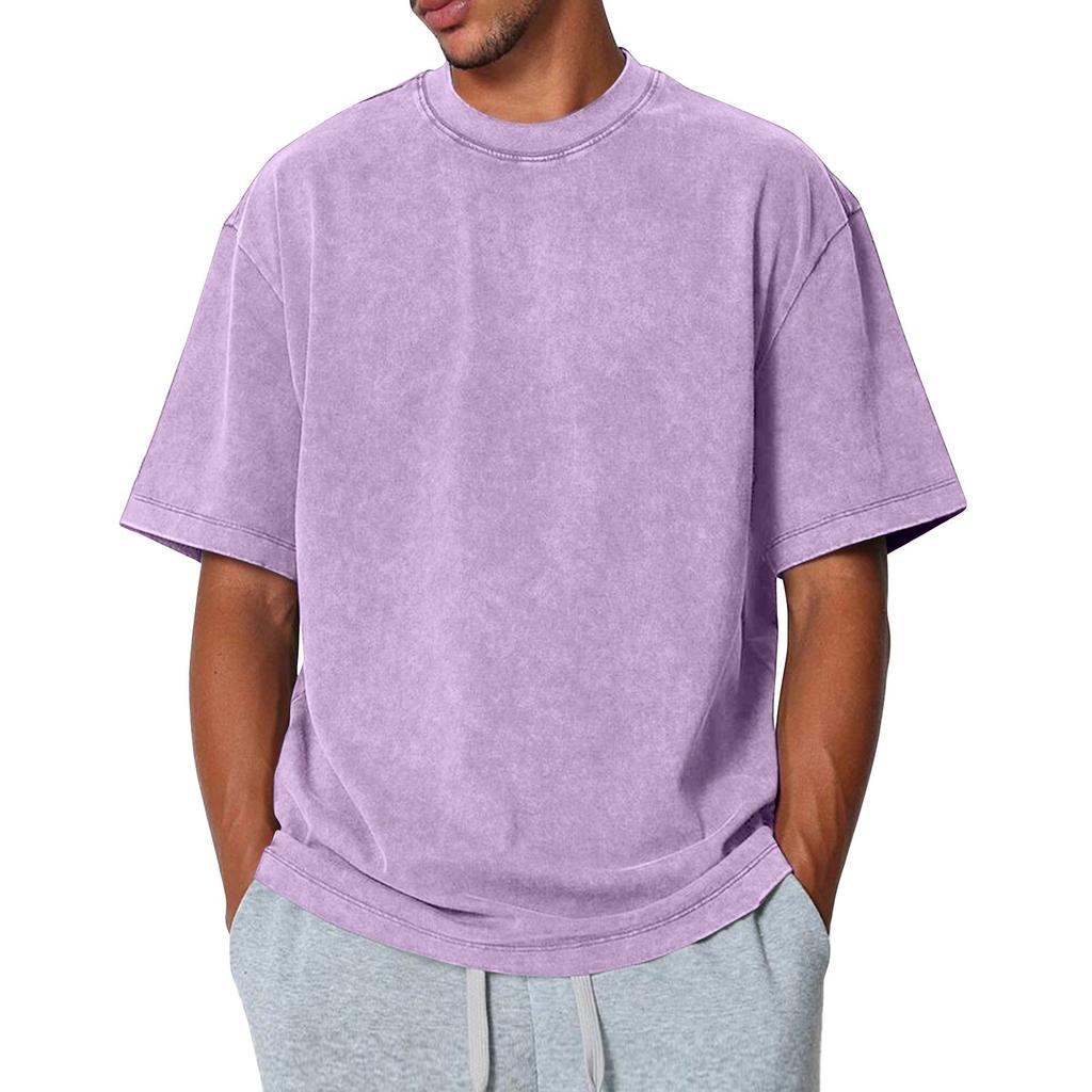 Мужской летний однотонный топ с круглым вырезом, свободный, с коротким рукавом