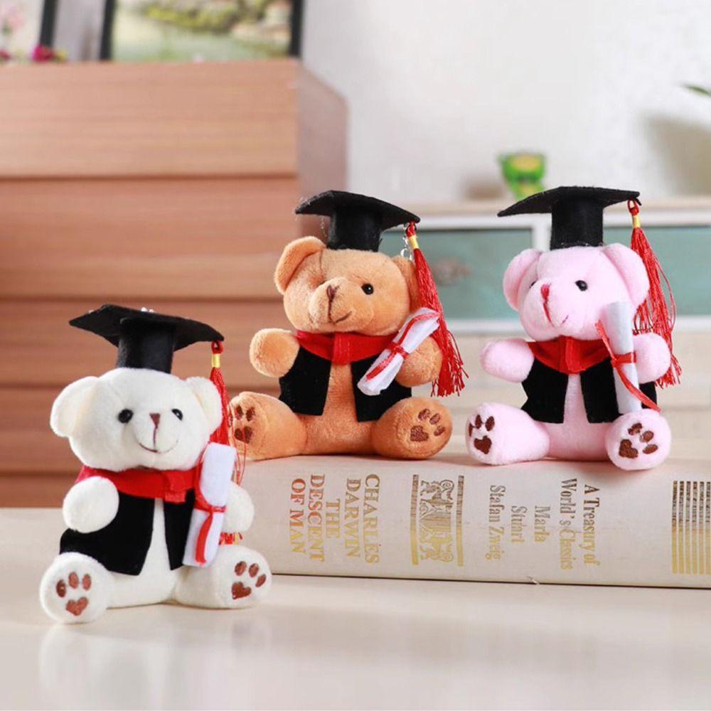 12cm Cartoon Doctor Bear Plush Toy Cute Graduation Gift Creative Keychain Pendants  Graduation