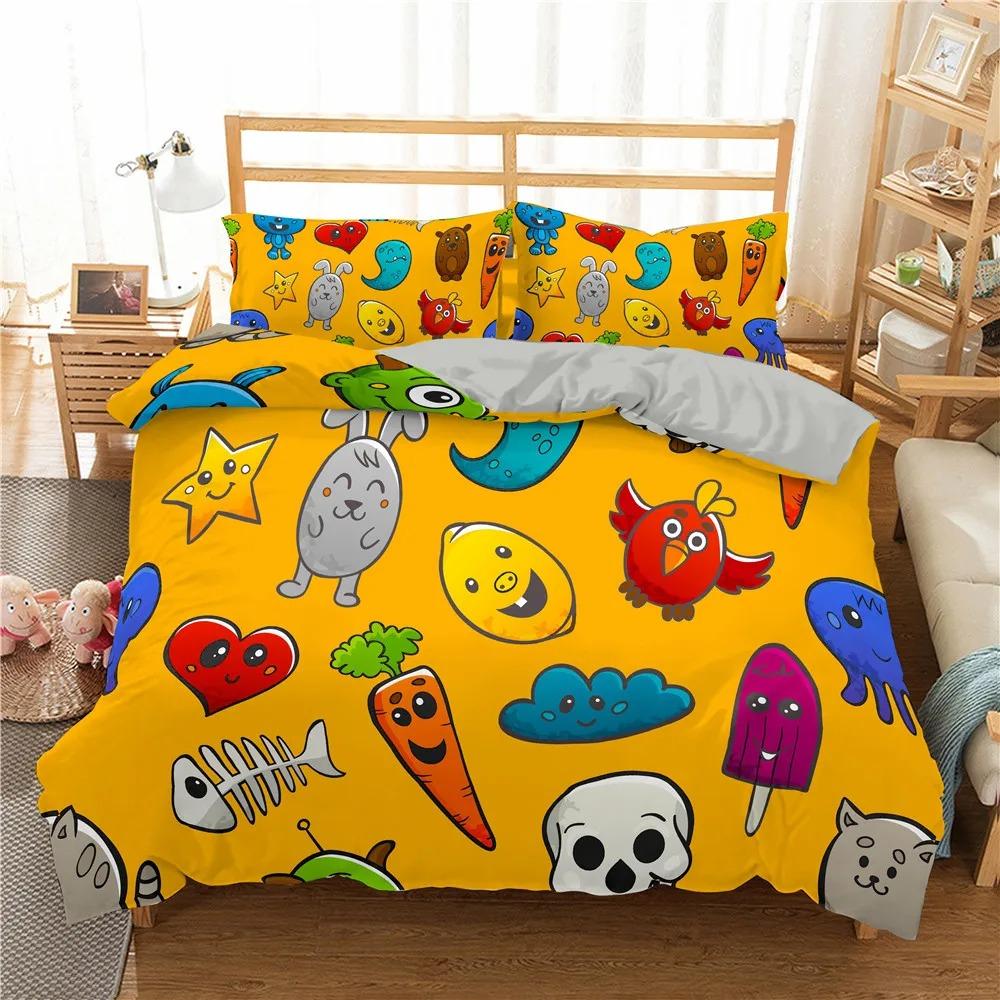 Модный комплект постельного белья с рисунком в стиле граффити, полиэстер, пододеяльник, наволочка, односпальная кровать размера «king-size», двуспальная кровать, полный размер «queen-size», полиэстер, пододеяльник