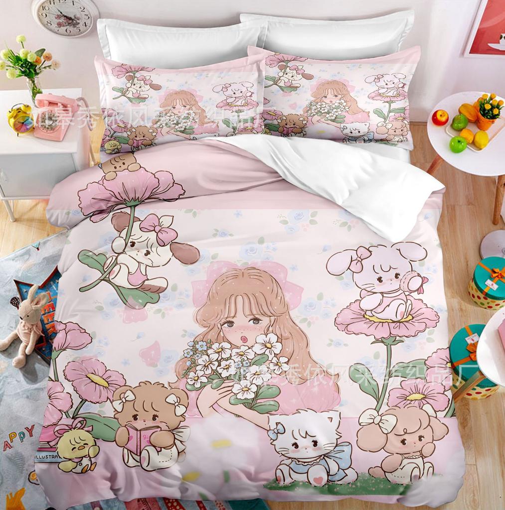 Kawaii MIKKO Bedding Sets Comforter Quilt Bed Cover Duvet Cover Pillow Case 2-3 Pieces Sets Kids Adult Size Cartoon Decoration