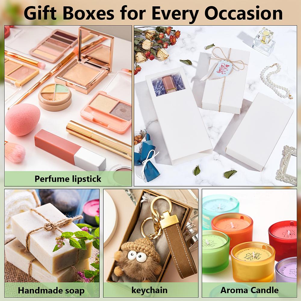 16pcs Kraft Paper Storage Gift Drawer Boxes Gift Packaging Case for Wedding Party Supplies Rectangle White Finish Product: 16.2x9.2x3.2cm