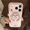 Ретро Красно-коричневый Подходит для Apple 17promax Чехол для мобильного телефона Iphone16 Полосатый Волнистый Точечный 15 Магнитная подставка 13 Мягкий чехол