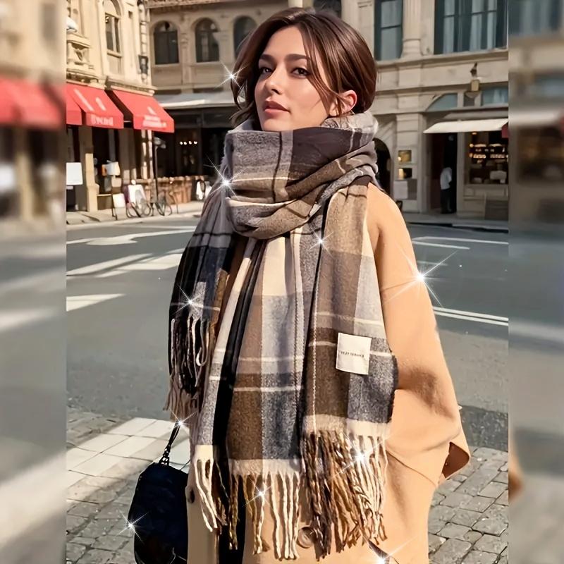 New Style Melard Scarf for Women, Suitable for Autumn And Winter, Korean Version, Versatile High-End Checkered Shawl, Couple'S Neck Warmer for Men