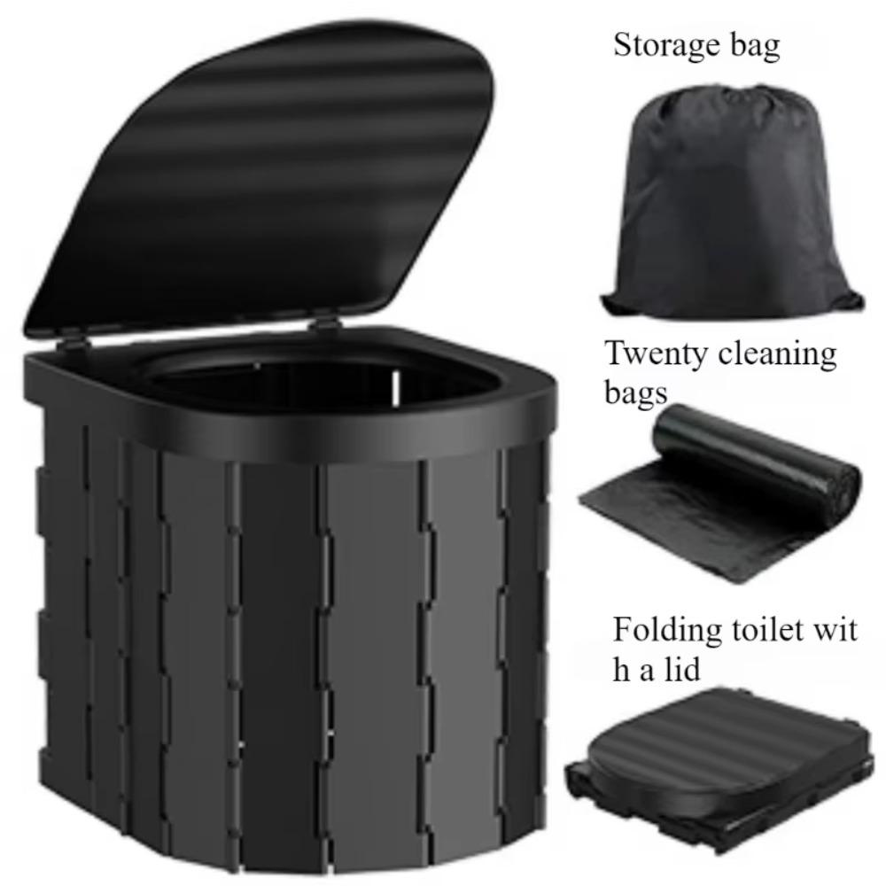 One-piece Design Folding Toilet Flip-top Camping Toilet Vehicle-mounted Toilet RV Travel