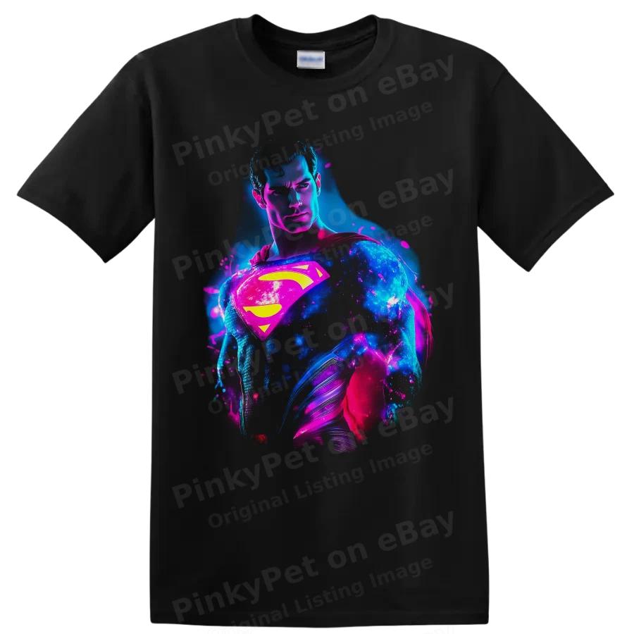 Superman Clark Kent Neon Cosmic Hero Graphic T Shirt Fan Collector Tee Gift Art
