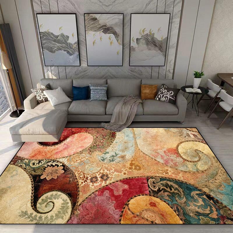 American Style Retro Carpet Living Room Bohemian Decoration Non-slip Washable Rug 140x200 Bedroom Sofa Bedside Flannel Floor Mat