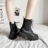 Модные зимние ботильоны для женщин, ботинки на платформе, массивные, черные, кожаные, брендовые, белые, черные, с круглым носком, ботинки Woman222