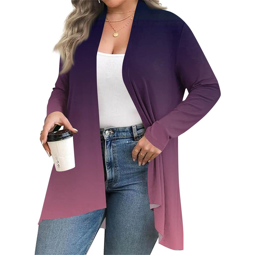 Женский осенне-зимний модный повседневный кардиган средней длины с принтом и длинным рукавом