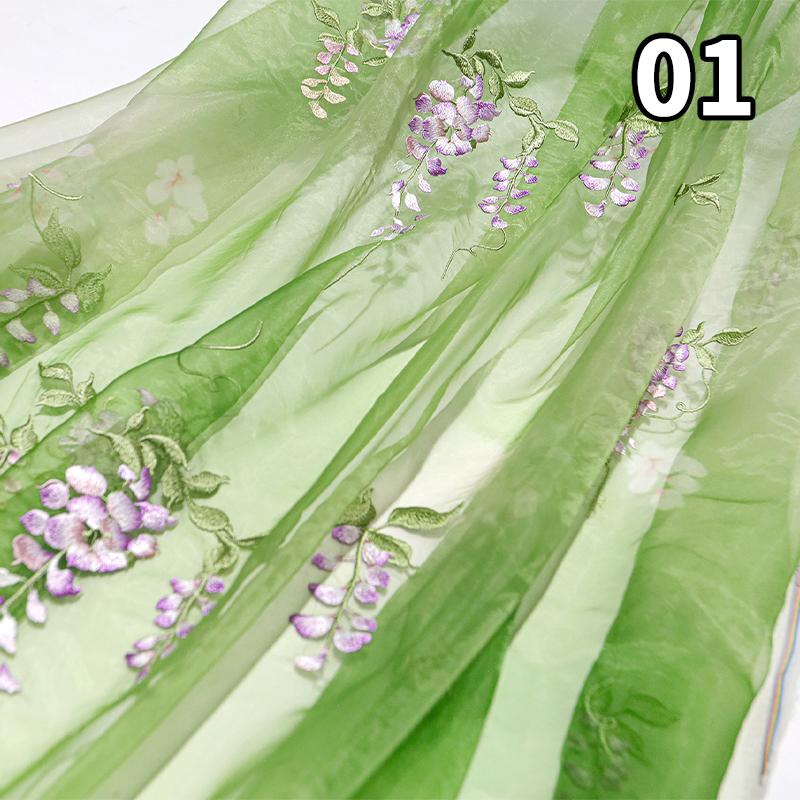 50*150см Ткань с вышивкой в ретро китайском стиле, Вышивка глицинии, Дизайнерская ткань для шитья платья Ханфу, костюма