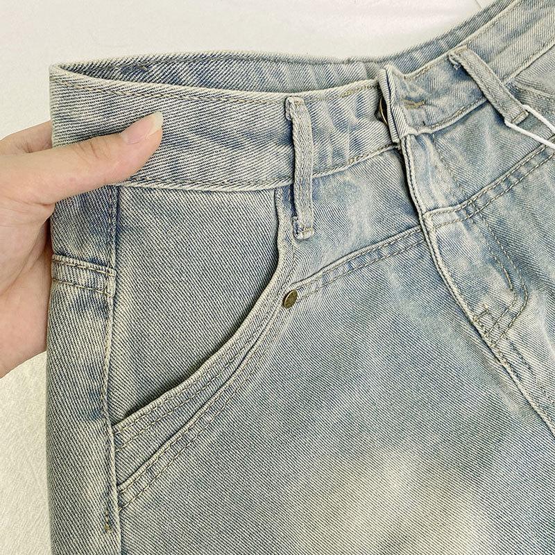 Классическая универсальная молодежная носибельная и прочная полуюбка-брюки Design Sense A-силуэта с высокой талией, летняя модная джинсовая короткая юбка для женщин