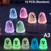 10-12pcs Halloween Resin Ghost Figures Luminous Pumpkin Ghost Ornaments Micro Landscape Desktop Decorations Party Gifts