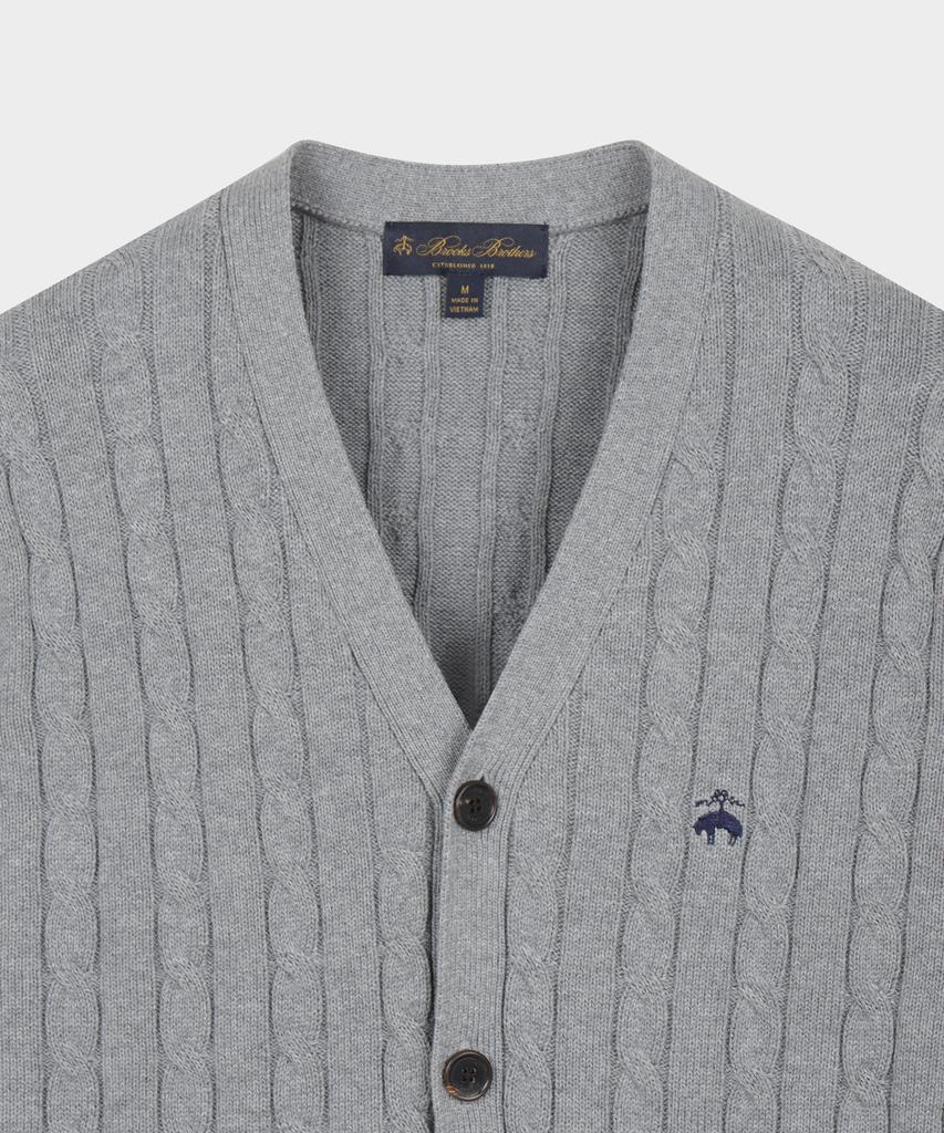Хлопковый кардиган в косую вязку Brooks Brothers (серый) (Bbwcmbg101)