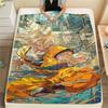 Goku Household Essential Printed Flannel Blanket, Warm Cover for Chair, Bed, Sofa, Bedroom and Picnic.-TING