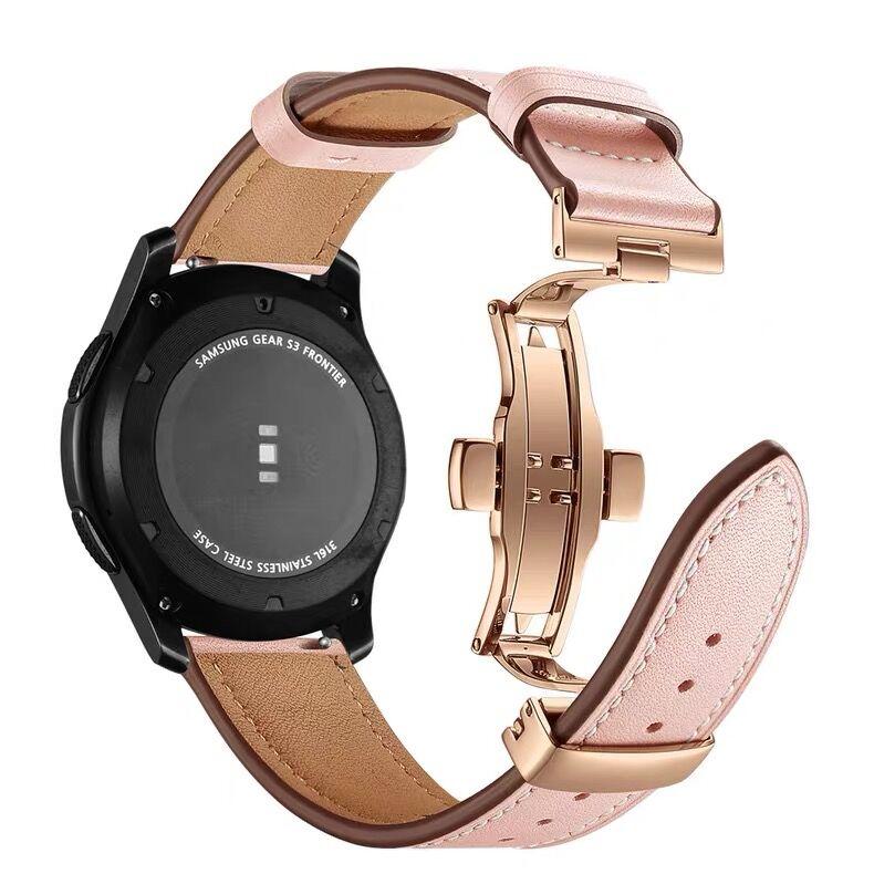 Роскошный кожаный ремешок для Samsung Galaxy watch 8 ремешок 40/44 мм металлическая пряжка регулируемый браслет correa Galaxy watch 8 classic 46 мм