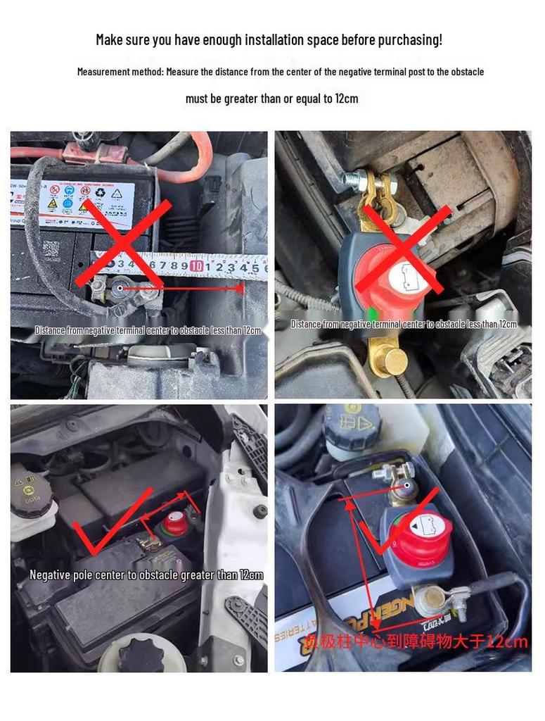 Brass Car Battery Disconnect Switch for 12V/24V, 15-17mm Negative Terminal.
