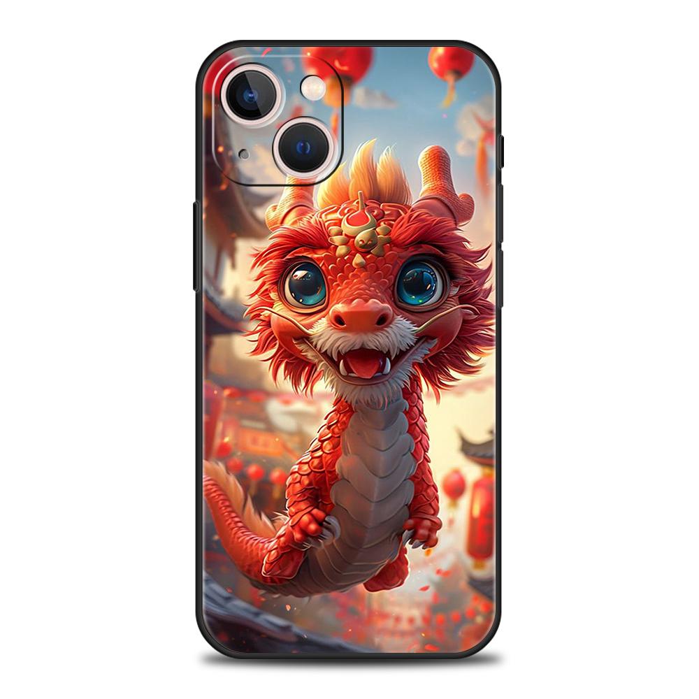 Чехол для телефона с изображением мультяшного дракона для iPhone 16 15 14 13 12 Pro Max XR XS X 11 7 8 Plus, противоударный, мягкий, силиконовый чехол, сумки Capas