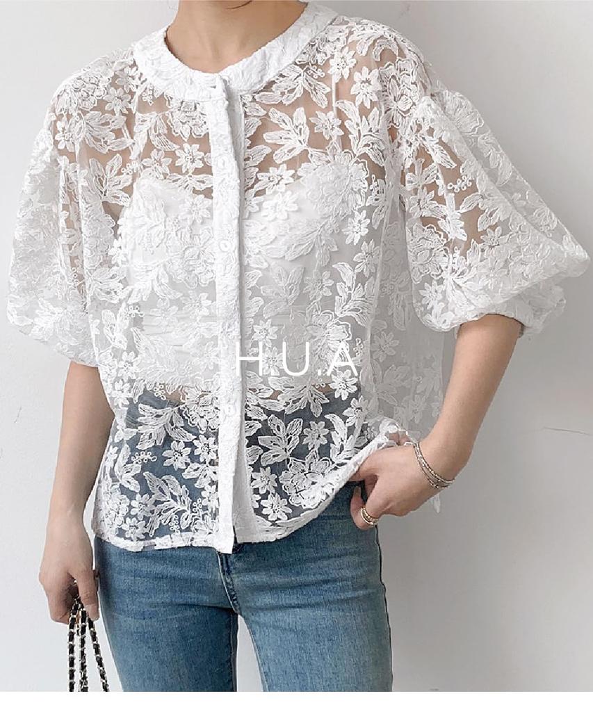 Кардиган Болеро Короткий UV Plus WT H.U.A Женский Топ, Милый, Плотный, Длина, Кружево, Прозрачный, Летний, Охлаждающий, Защита, Размеры, Весна, Лето, Осень,