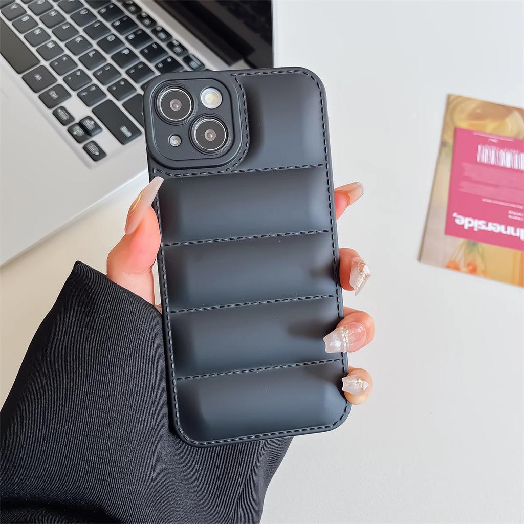 Милый чехол-пуховик с волнами для IPhone XS X XR 7 8 Plus 11 12 13 14 15 Pro Max 16 16E Мягкий ударопрочный защитный чехол