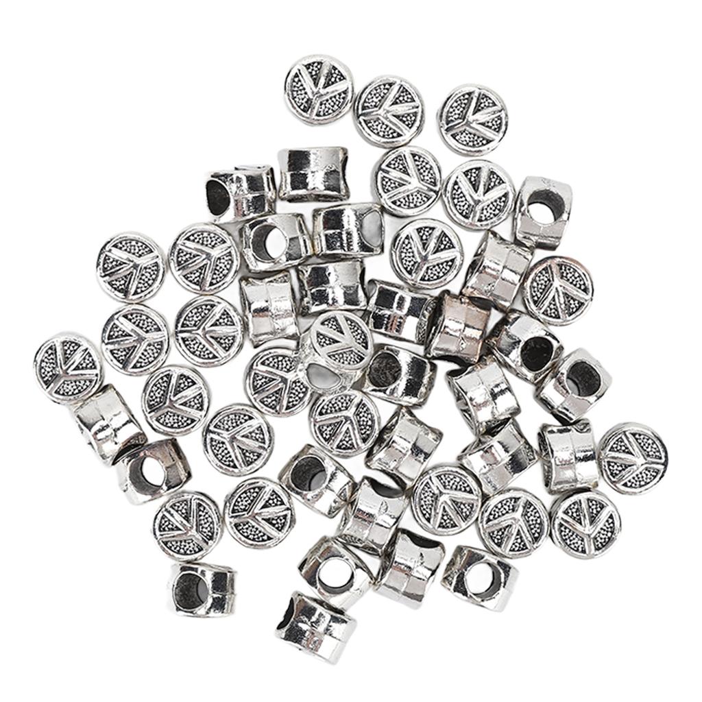 50pcs Beard Beads Dreadlocks Metal DIY Hair Tube Beads Pendant for Hair Braiding Bracelet Necklace