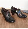 Johnature Туфли-лодочки из натуральной кожи в этническом стиле, женская обувь, модная женская обувь ручной работы на высоком каблуке с заклепками и боковой молнией