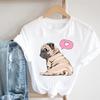 Women Printing Short Sleeve Tshirt Dog Pug Love Cute Casual Fashion Clothes  T Tee Top Print  Female Clothing Graphic T-shirt