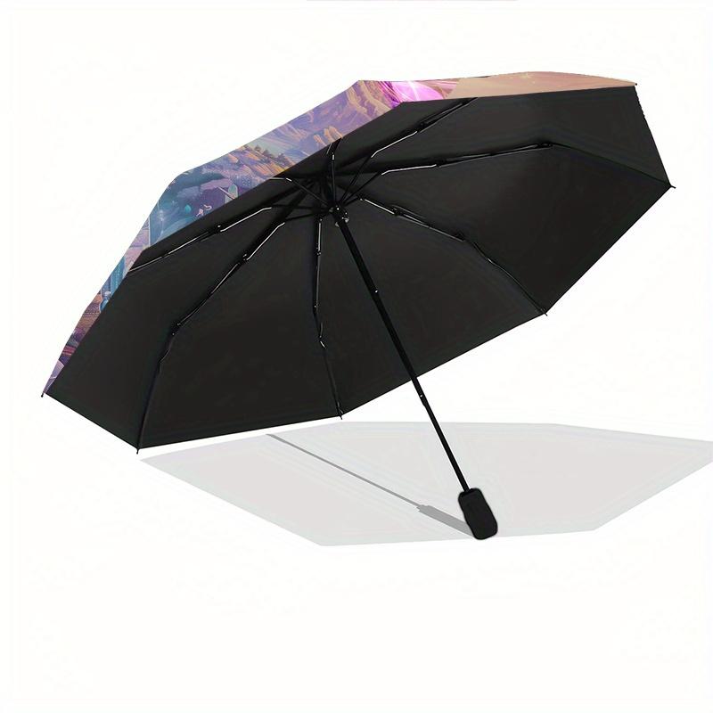 Unicorn Fantasy Theme 8 Bone Hand Automatic Folding Fashion umbrella, Compact and Portable Design, A Perfect Gift for Birthday, Christmas or
