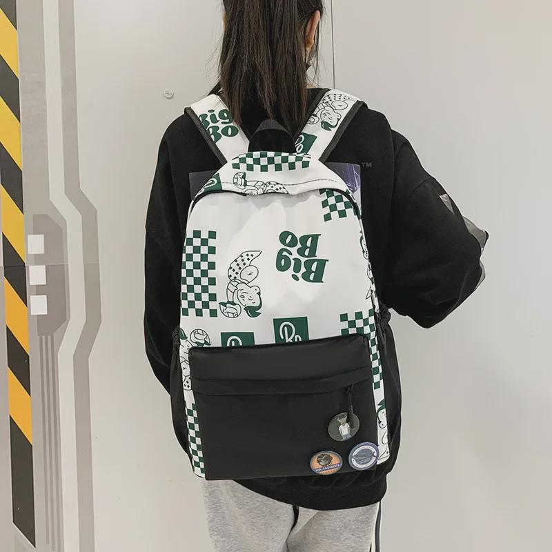 Модный цельный рюкзак с рисунком граффити для мальчиков и девочек - большая вместимость для студентов