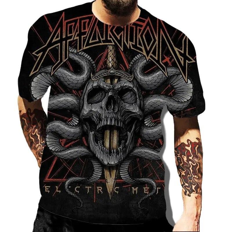 Skull Printed Men's T-shirt Horror Style Summer 3D Short Sleeved Trend Personalized Men's Clothing New Round Neck Men's T-shirts