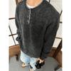 MADEEXTREME 24FW Wool Blend Hand-Sewn Loose Henley Pullover Sweater