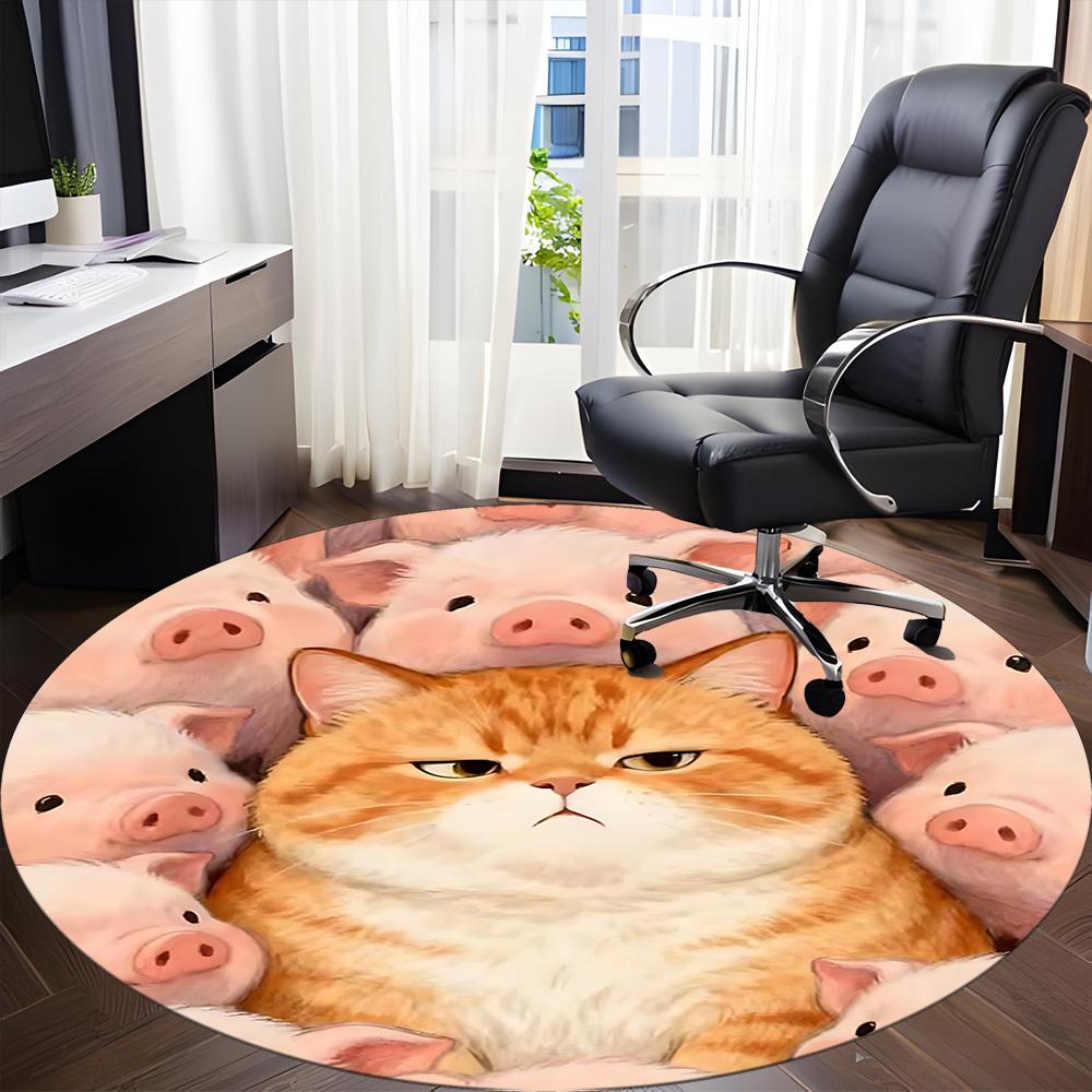 1pc Cat Pigs Chair Carpet for Office, Non-slip, Soft and Durable Office Rug for Interior Decoration, Perfect for Office yy260313085