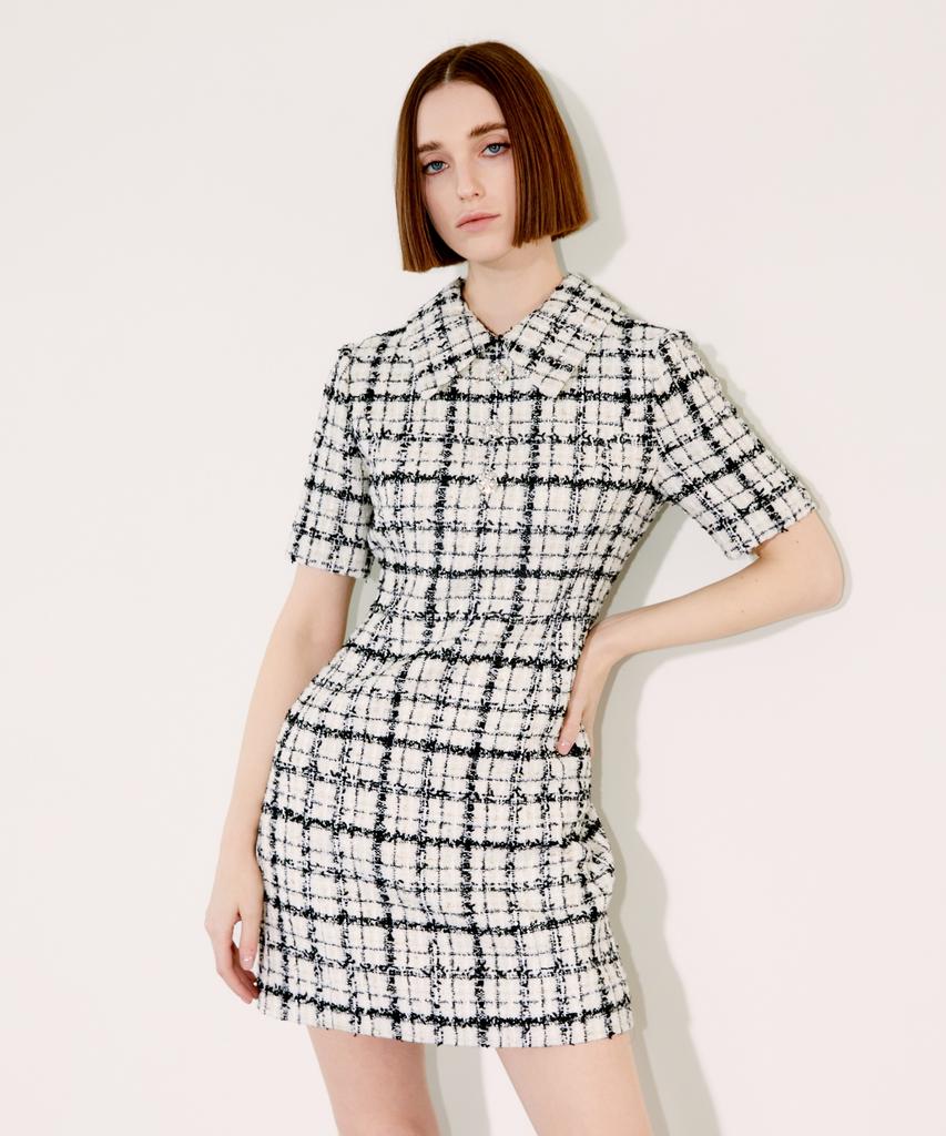 Chaenyuyog Detatchable Collar Dress [Black Check]