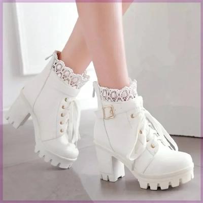 Женские ботинки Мода Женские туфли на высоком каблуке - распродажа Женские ботинки с коротким голенищем Плюс бархат Большого размера Обувь для женщин Mujer