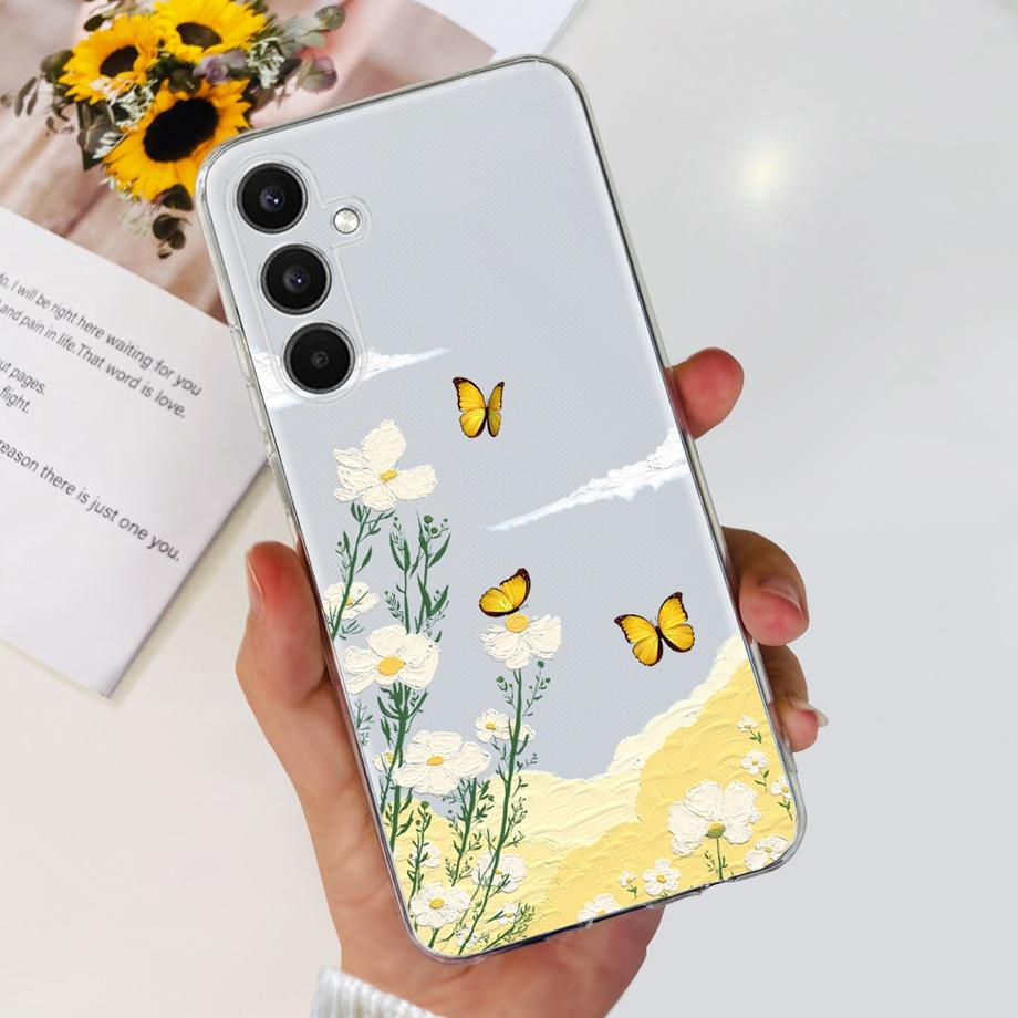 Для Samsung Galaxy A24 4G Чехол Пара Милое Сердце Красивый Цветок Чехол Для Fundas Samsung A24 4G A245F A 24 Мягкий Прозрачный Резиновый