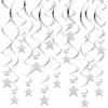 BEISHIDA Silver Star Hanging Swirl Decorations,Hanging Silver Party Supplies for Graduation Wedding Baby Shower Decorations, Pack of 15
