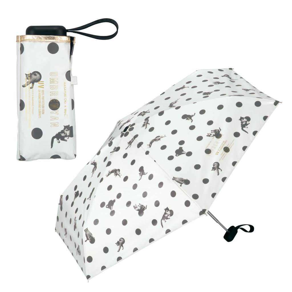 Parasol by Masayuki Oki X Sun and Rain Resistant Shade Cat Folding for Commuting To Work or for Polka [2025] Wpc. Umbrella, Dots, Mini, Off-white,