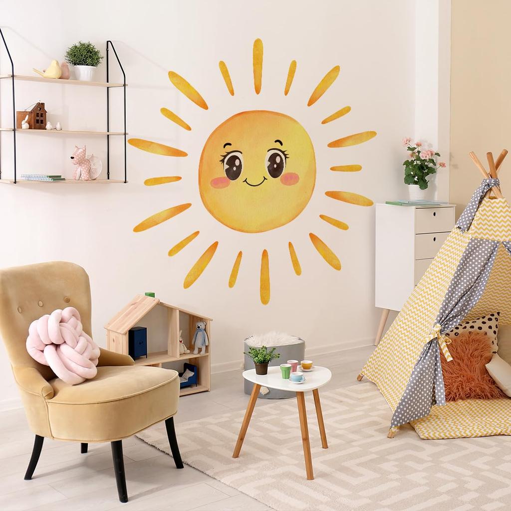Милые наклейки на стену с солнцем, стильные DIY наклейки на стену комнаты и для аренды комнаты, обои, съемные, декор, детское искусство, обои для мальчика/девочки,