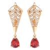 Новые красные серьги-капли из натурального циркона для женщин, изящные серьги-подвески длинные в виде капли воды из розового золота, модная бижутерия