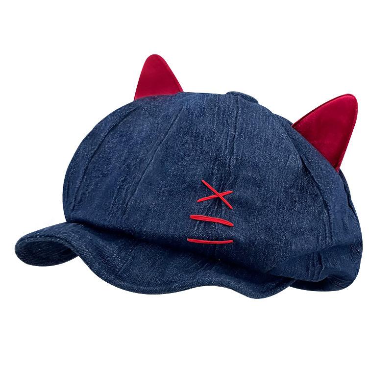 Devil Diablo Series Little Devil Ears Octagonal Hat Girls Retro Niche Sweet Cool YK Cloud Painter Hat