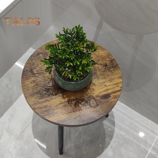 Круглый приставной столик, деревянная столешница с металлической ножкой, винтажный многофункциональный приставной столик для гостиной, спальни, экономящий место